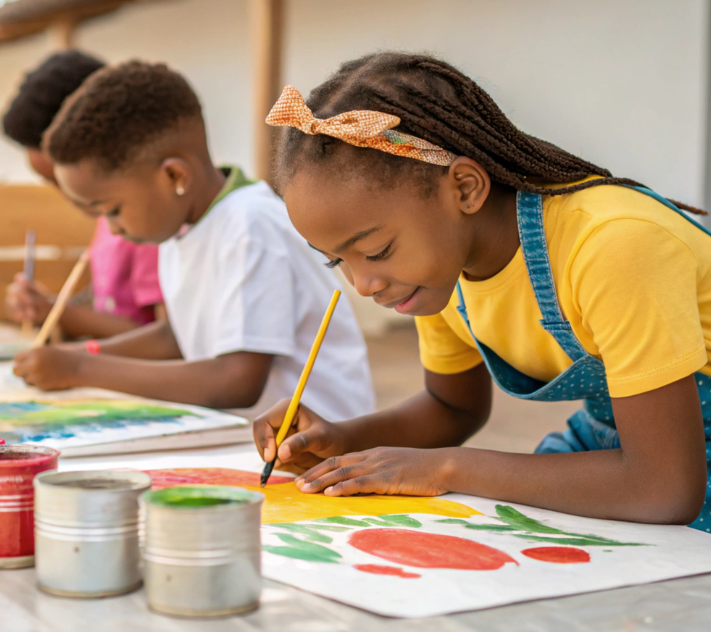 Preschoolers painting